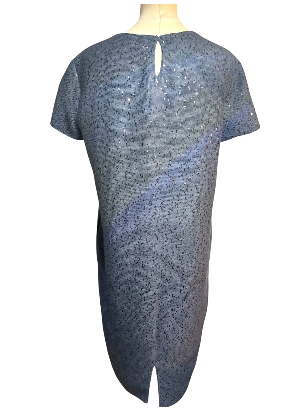 Brunello Cucinelli Navy Cashmere Sequinned Dress in Sz L - Picture 9 of 11